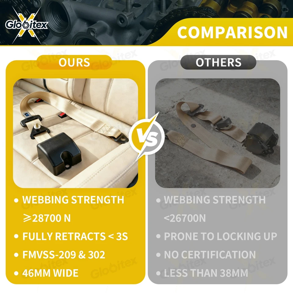 2 件适用于雪佛兰索罗德 3500 标准驾驶室 3 点可调节安全带 — 第 4/4 张图片