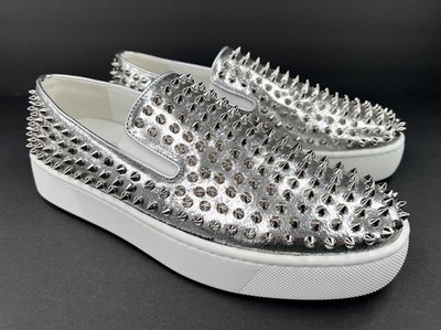 Christian Louboutin Spikeboat Metallic Leather Spikes Men Sneakers EU 43 - US 10