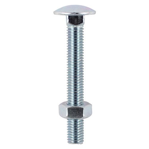 TIMCO Carriage Bolt & Hex Nut - BZP M10 x 40 Silver Pack 50