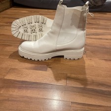 Sam Edelman Women's Leather Boots Size 9.5 Cream 8  Tall Slip On