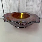 Indiana Glass Red Carnival Bowl Iridescent Sunset Heirloom 10in Dish Vintage USA