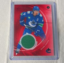 Upper Deck SP Game Used Quinn Hughes #59 Vancouver Canucks Red Jersey 2025-26
