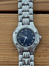 EUC ESQ Swiss Quartz Movement Women’s Wrist Watch Blue Dial Stainless Steel