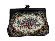 Vintage Floral Tapestry Needlepoint Coin Purse/Wallet