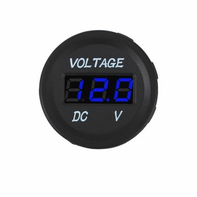 DC 6V-30V LED Digitalanzeige Voltmeter Einbau Rund Wasserdicht Auto Motorrad Neu