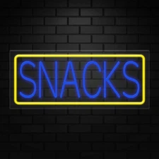 Snacks Neon Sign for Retail Displays | LED Flex Neon | 24"W x 10"H x 1"D