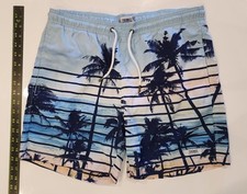 Surf Swim Blue Palm Swim Trunk Shorts Size S Tropical Blue Beach Summer