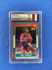 1986 Fleer Kelly Tripucka Rookie Card Jersey Fusion Game Used Patch #115 BGS 7. rookie card picture