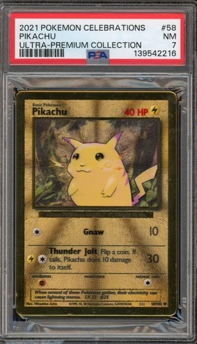 Pokemon Pikachu Celebrations Ultra-Premium Coll. Gold Metal Promo #58 PSA 7