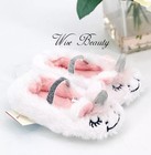 Cat & Jack Toddler Girls Unicorn Slippers Size 12-24M White Pink Ballet Flats