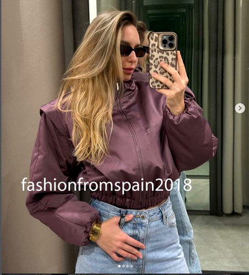 ZARA NEW WOMAN PUFFER JACKET WITH MARKED SHOULDERS LILAC XS-XL 2004/562/629