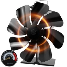 Tomersun Wood Stove Fan Heat Powered Fan, Fireplace S Large, Black