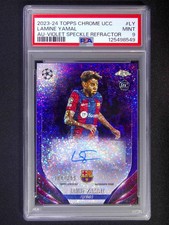 2023-24 Topps Chrome UEFA Lamine Yamal RC Rookie Auto Purple Speckle /299 PSA 9