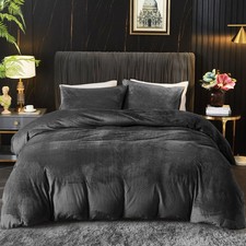Velvet Duvet Cover King Set Gray Velvet Duvet Cover King Comforter Cover 3Pcs...