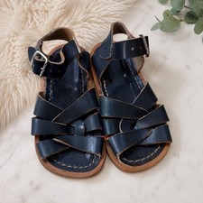Salt Water Sandals Girl  s 7C Strappy Leather Flat Sandals Navy Blue Buckle