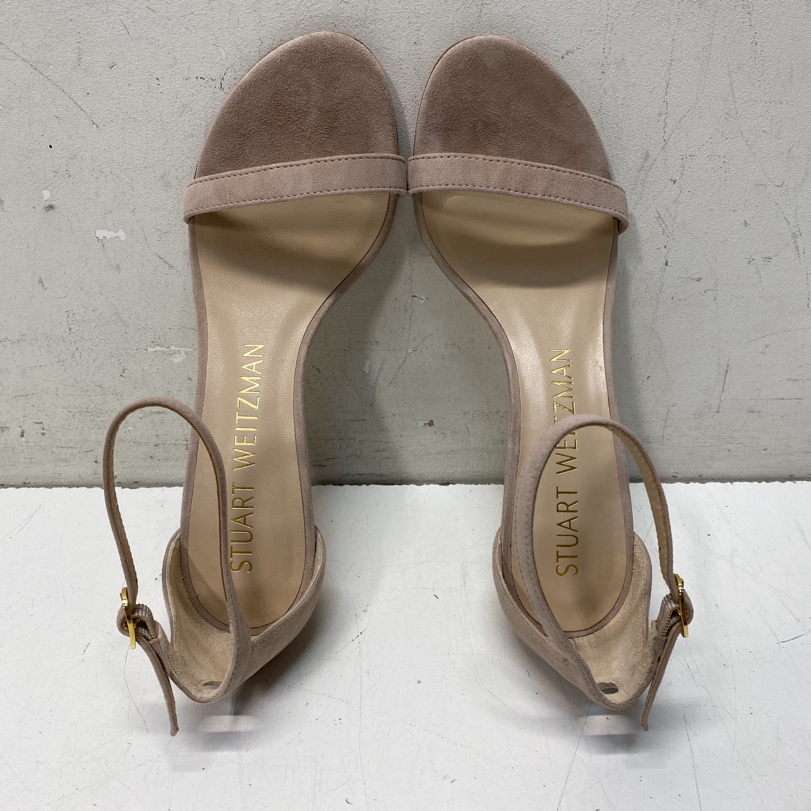 Stuart Weitzman Beige Solid Ankle Strap Sandals H… - image 5