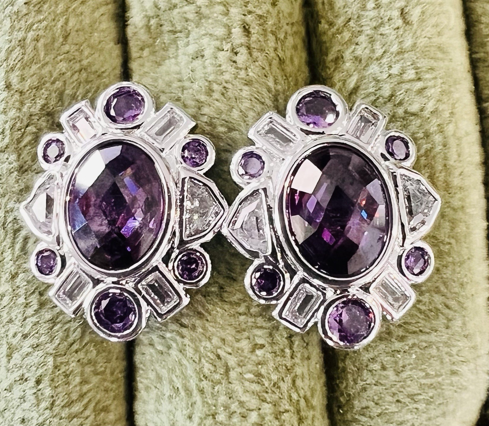 Bomb Party Feb 2026  Mirror On The Wall Amethyst Earrings On Rhodium Pl