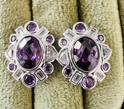 Bomb Party Feb 2026  Mirror On The Wall Amethyst Earrings On Rhodium Pl