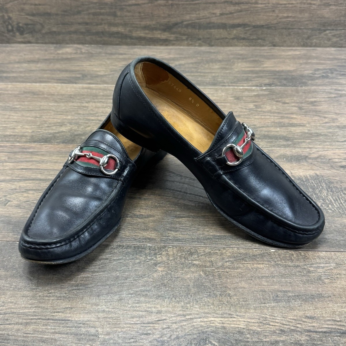 Gucci Horsebit Loafers Mens 8.5 D Flats 1953 Iconic Web Black Slip