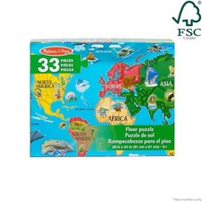 Melissa  Doug 33 Piece Floor Puzzle World Map Ages 6 36 x 24 Inches