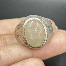 Unique Roman Ancient Intaglio Agate Stone bronze old Ancient Ring
