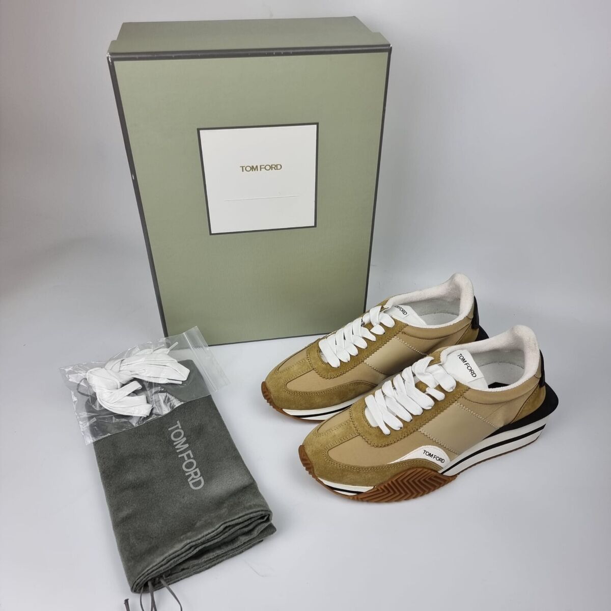 TOM FORD James Beige Low Top Sneakers New Size US 7.5 EU TOM FORD James Beige Low Top Sneakers New Size US 7.5 EU