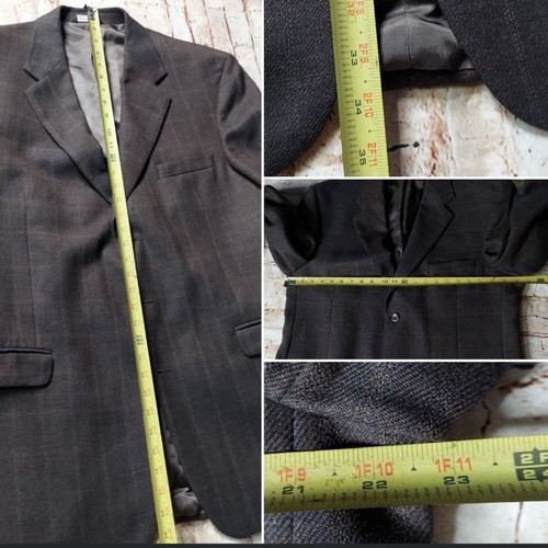Stafford Plaid Wool Cashmere 3 Button Blazer - Picture 9 of 11