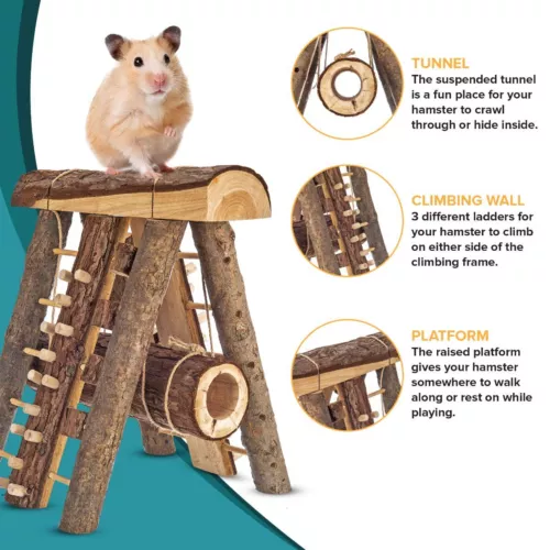 Wooden Hamster Playground Climbing Wall House Toy Small Animal Gerbil Mouse Rat - Picture 5 of 13