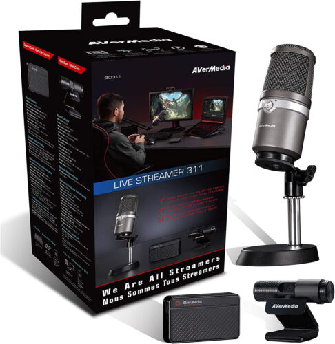 NEW AVerMedia Live Streamer 311 Starter Kit Capture card Webcam USB Microphone - Picture 1 of 7
