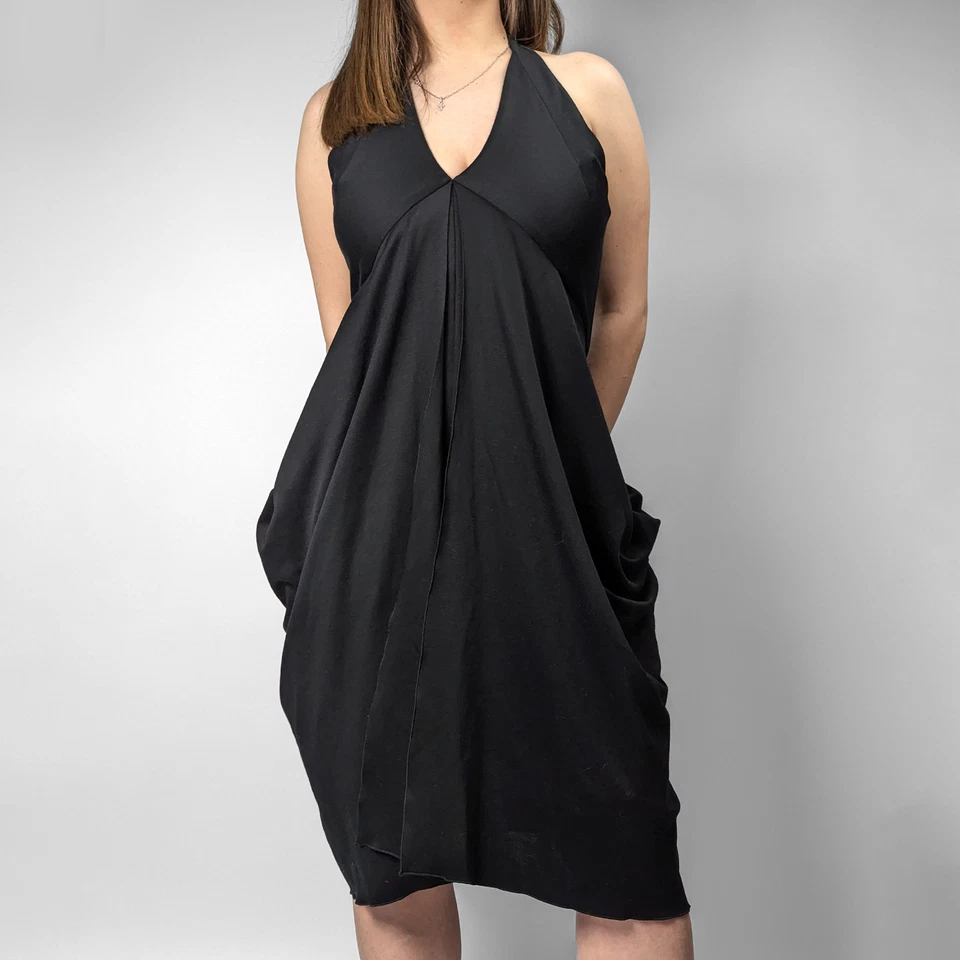 NEW Saint Laurent Pleated Asymmetric Layered Black Cocktail Dress FR38/IT42/US8 - Image 2 of 4