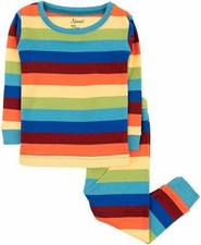 Leveret Kids unisex colorful Striped Pajamas 2 Piece Pjs Set Sleepwear