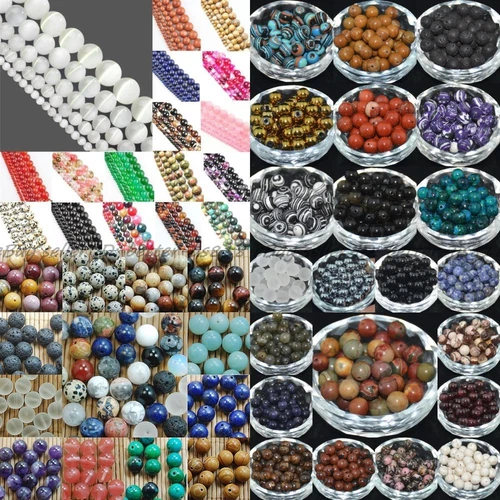 Wholesale Lot Natural Gemstone Round Spacer Loose Beads 4MM 6MM 8MM 10MM 12MM - Picture 2 of 104