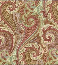 Williamsburg JAIPUR PAISLEY PRUNE Linen Red Abstract Paisley Drapery Uph Fabric