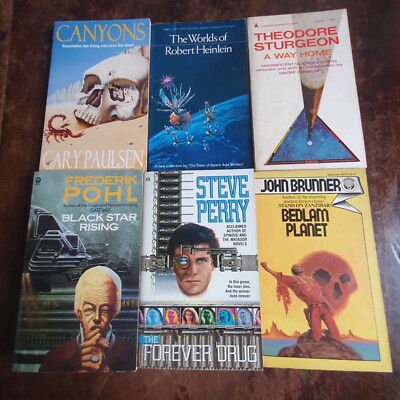Bundle Job Lot x6 Sci Fi Paperback Books. John Brunner, Robert Heinlein. 