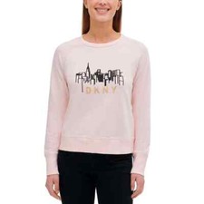 DKNY Ladies Logo Crew Neck Long Sleeve Pullover Sweater