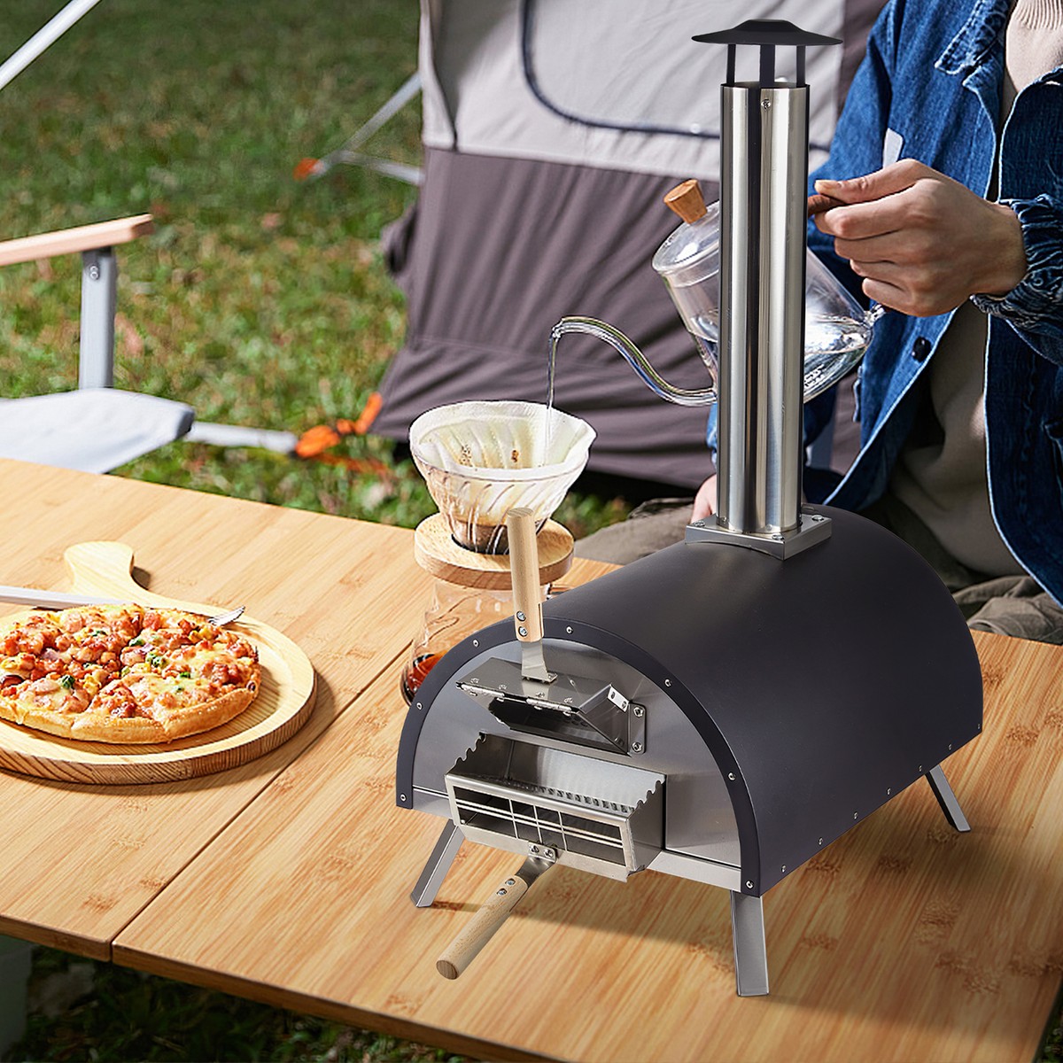 Portable Pizza Oven Stainless Steel Outdoor Wood Fired Grill
