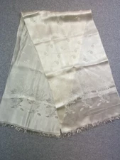 Vintage Scarf Shaw Damask Beige Reversible 47x12