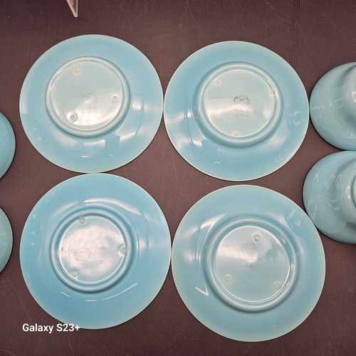 VTG Gladding Mcbean GMB Turquoise Cup And Saucer set Of 4 Early Franciscan Ware - Picture 8 of 10