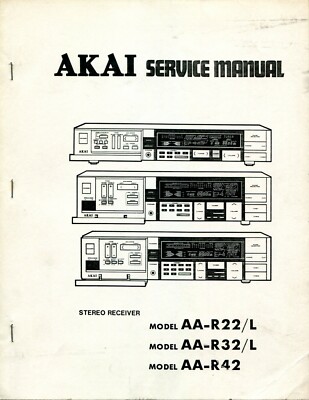 Vintage Akai Model AA/R22/L, AA-R32/L, AA-R42 Service Manual/ Schematic Diagram