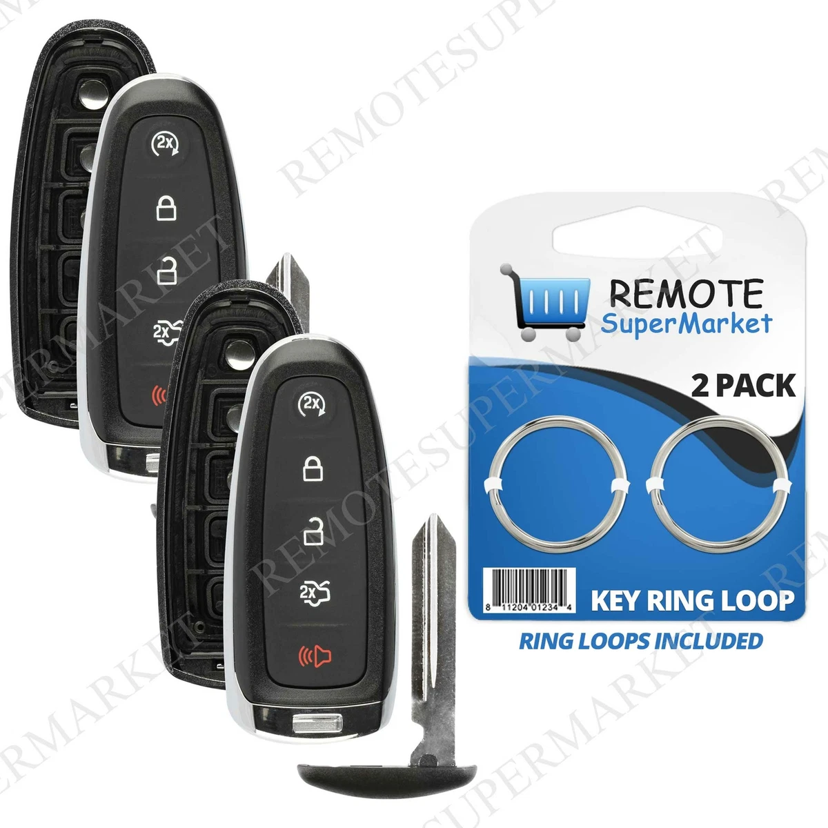 2x Uncut Smart Remote Car Key Fob 3 Button Fit Ford Expedition
