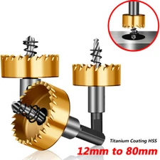 HSS Hole Saw Cutter Drill Bits 12mm to 80mm Titanium Coated for Stainless Steel