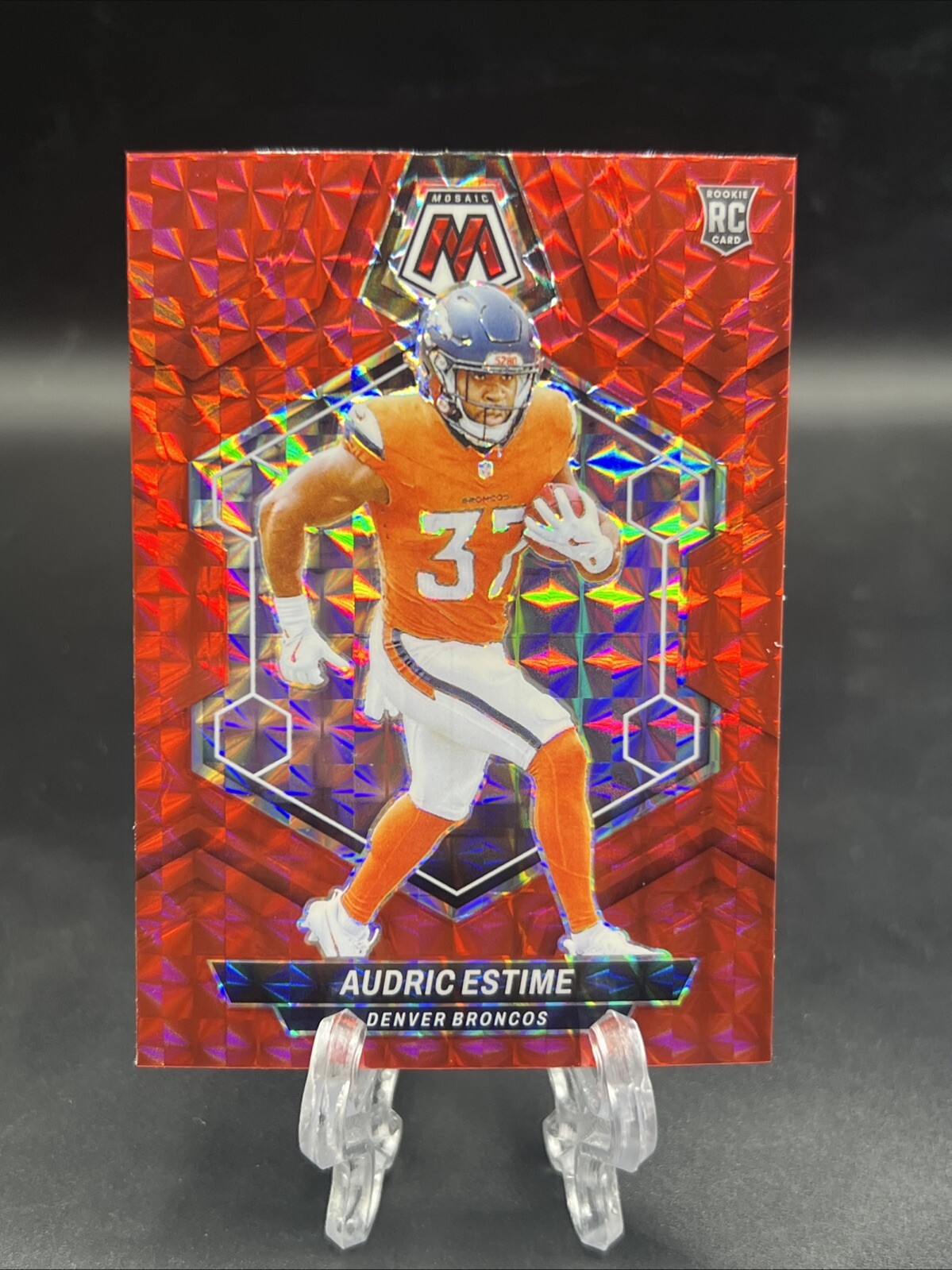 2024 Panini Mosaic Audric Estime Rookie RC Red Mosaic Prizm #392 Broncos
