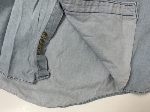 Vintage Lands End Denim Shirt Men L Long Sleeve Button Down Midweight USA Made - Picture 12 of 17