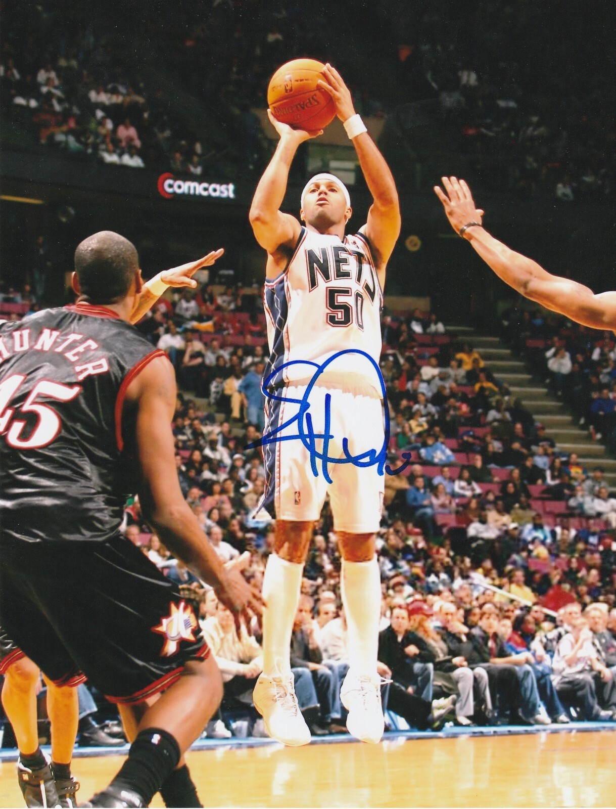 EDDIE HOUSE NEW JERSEY NETS ACTION SIGNED 8X10 