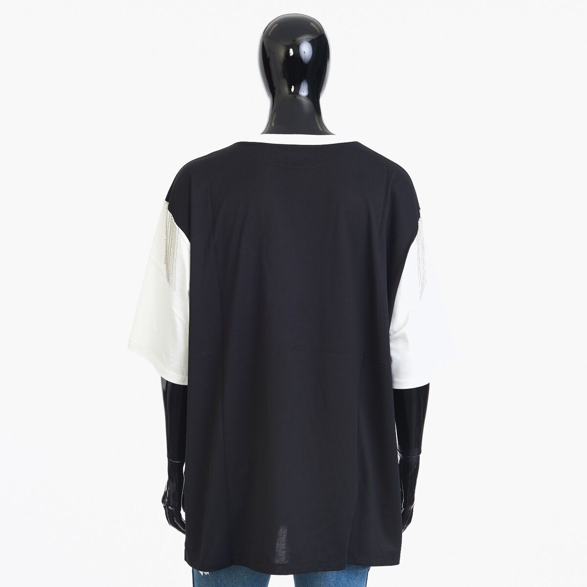 CELINE 1250$ Crewneck T-shirt - Logo Print, Sequined Fringes CELINE 1250$ Crewneck T-shirt - Logo Print, Sequined Fringes