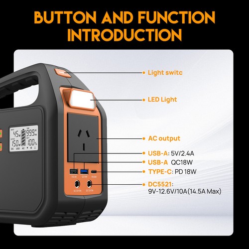 New Portable Power Station Solar Generator Home Backup Camping Emergency - Picture 13 of 14