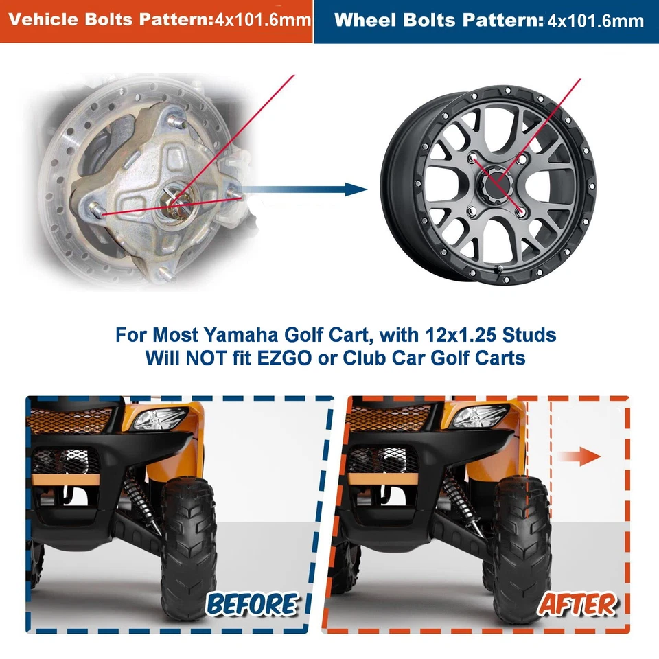 ECCPP 4Pcs 2.5" 4x4"/ 4x101.6 Wheel Spacers 12x1.25 68.5 CB For Yamaha Golf Cart - Imagem 3 de 4