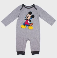 NWT DISNEY BABY Mickey Mouse Vampire Dracula Long Sleeve Halloween Romper NB