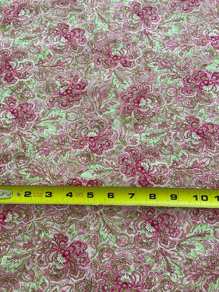 Covington Alpana Floral Paisley Pink and Green Cotton Fabric- 1 1/3 Yard Piece - Image 2 of 4