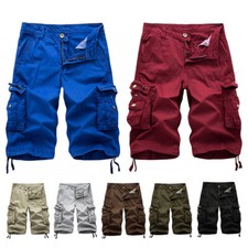 Plus Size Men Casual 3/4 Long Length Shorts Elasticated Waist Cargo Combat Pants